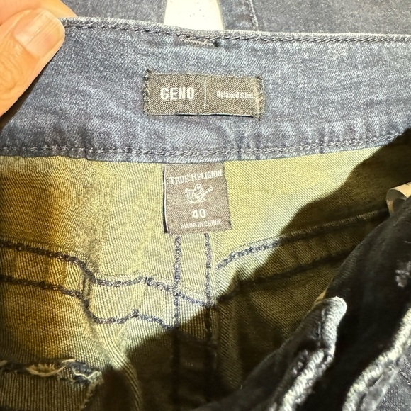 True Religion Jeans Mens 40x32 Blue Geno Flap Big T Relaxed Slim Stretch Denim - Picture 3 of 8